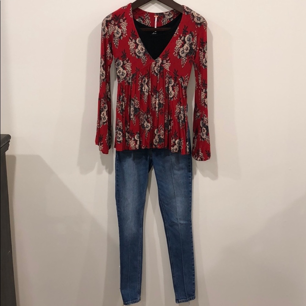 Free People Blouse with High Waisted Levi Jeans